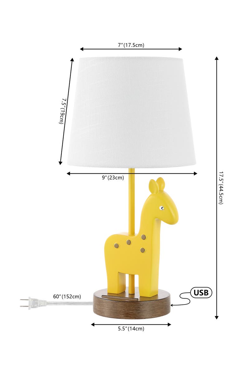 JONATHAN Y Sahara 17.5" Mid-Century Vintage Iron/Resin Giraffe LED Kids
Table Lamp with Phone Stand and USB Charging Port, Yellow, Alternate, color, Yellow