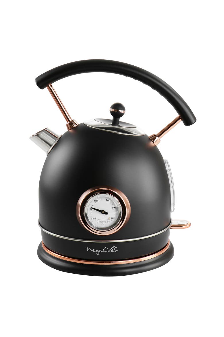 1.9 Quart Half Circle Electric Tea Kettle with Thermostat in Matte Black, Alternate, color, Black