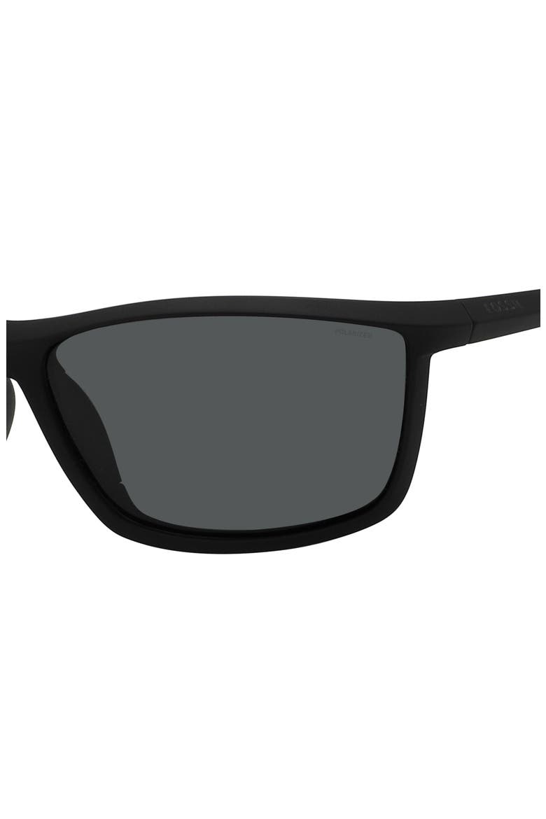 63mm Polarized Rectangular Sunglasses, Alternate, color, MATTE BLACK