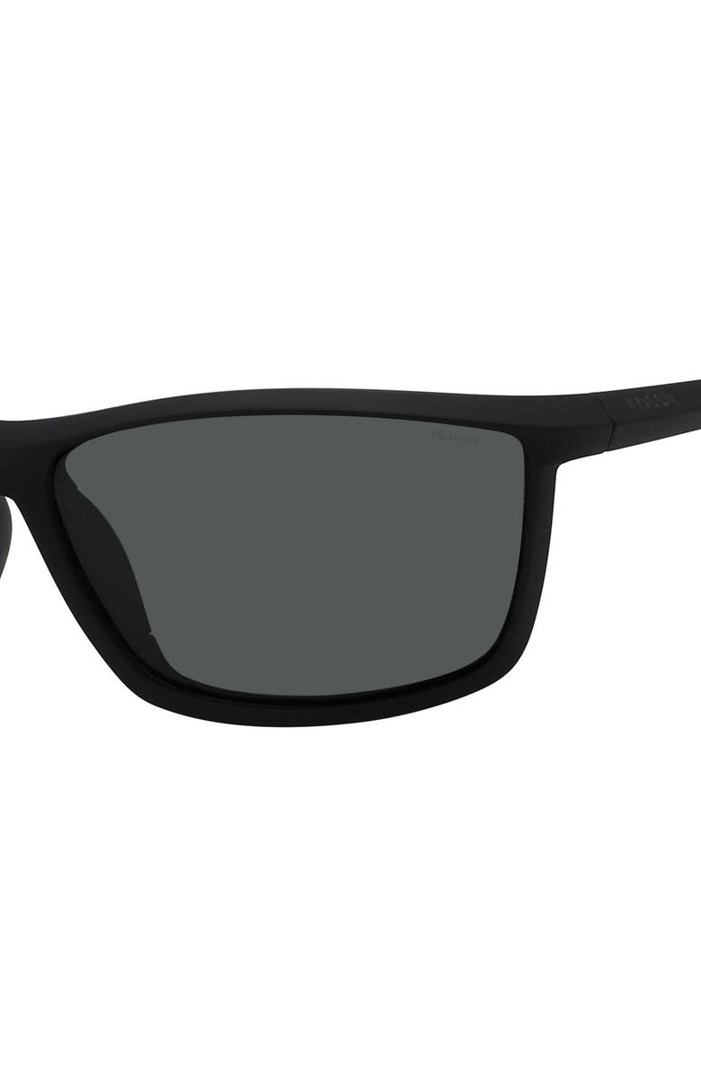 Fossil 63mm Polarized Rectangular Sunglasses, Alternate, color, Matte Black