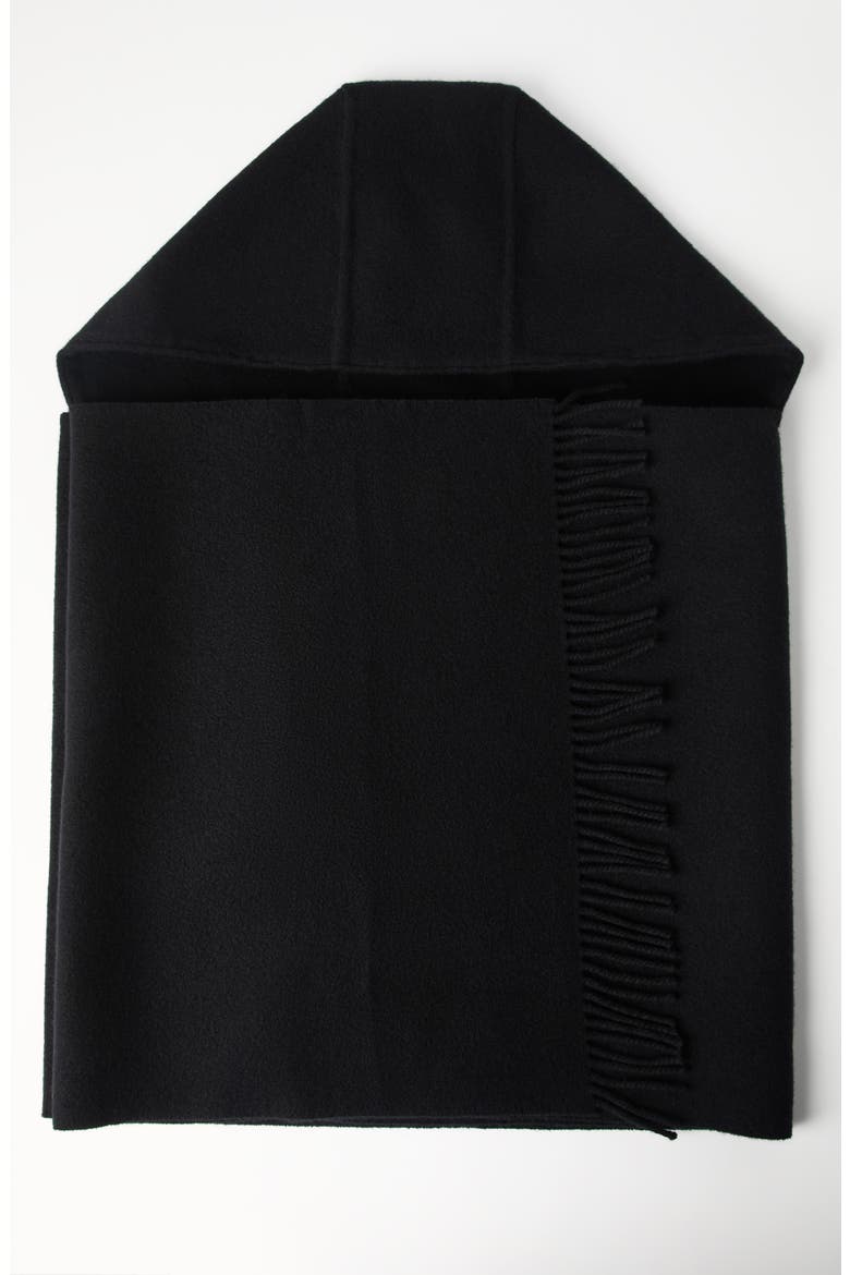 Hooded wool and cashmere knit scarf, Alternate, color, Black