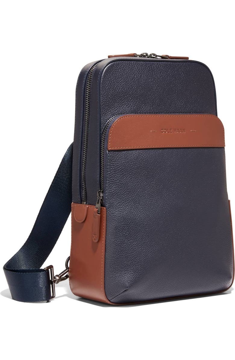 Cole Haan Triboro Leather Sling, Alternate, color, Navy/ New British Tan