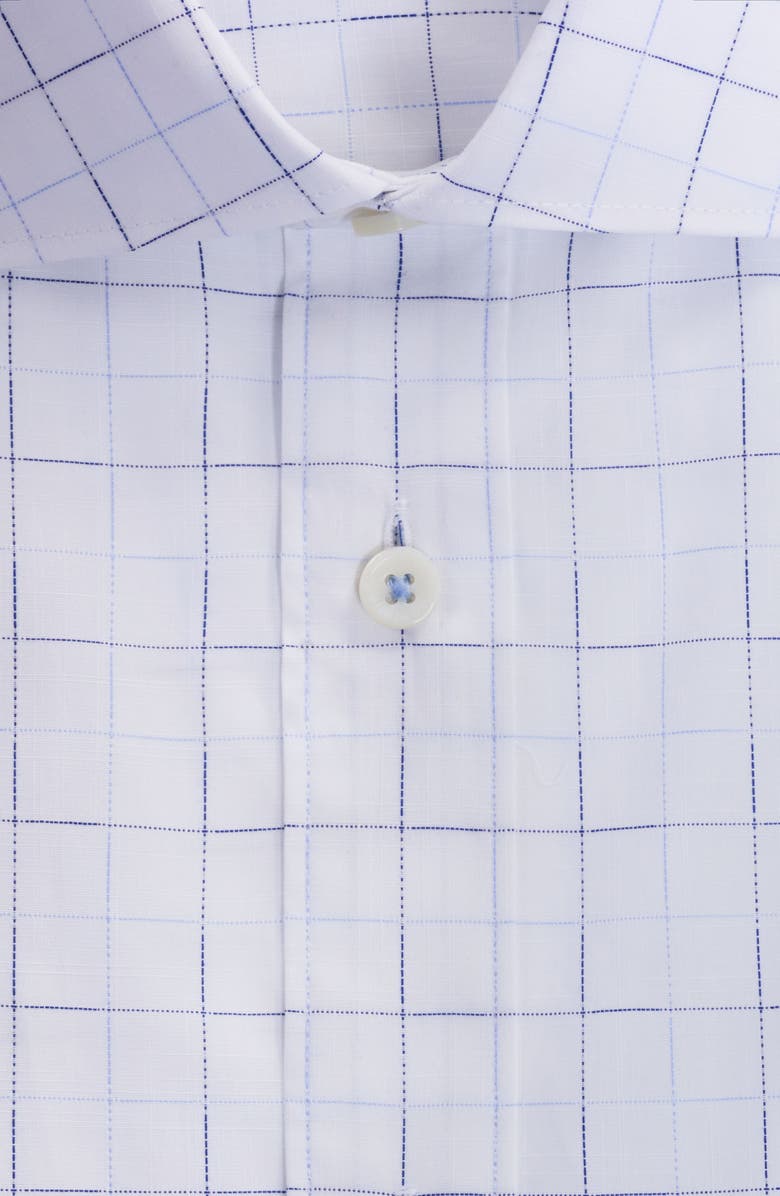 Bugatchi Axel Shaped Fit Check Button-Up Shirt, Alternate, color, White