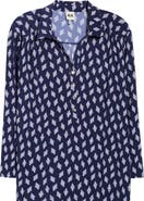 AK ANNE KLEIN Geometric Print Half Placket Shirt