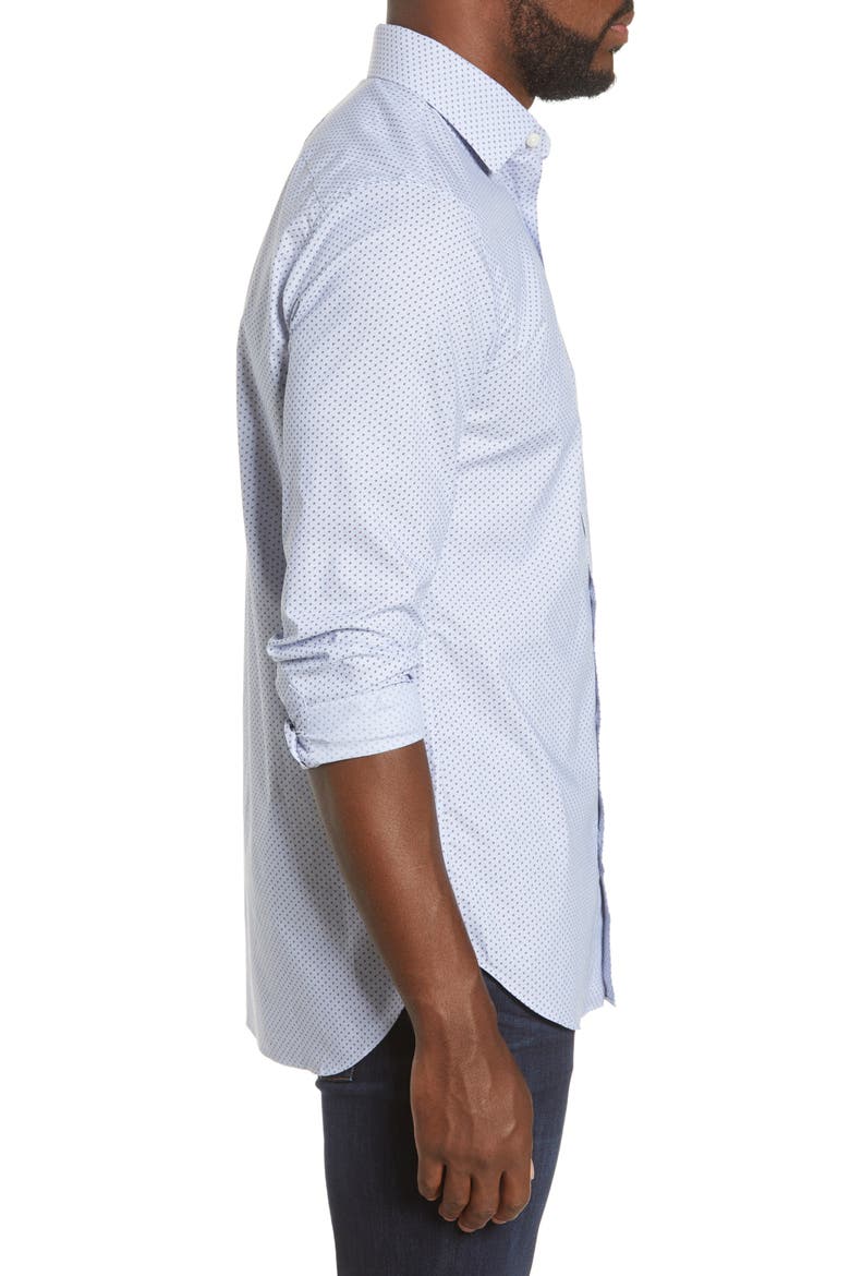 Trim Fit Geo Print Stretch Cotton Dress Shirt, Alternate, color, POWELL SHY VIOLET