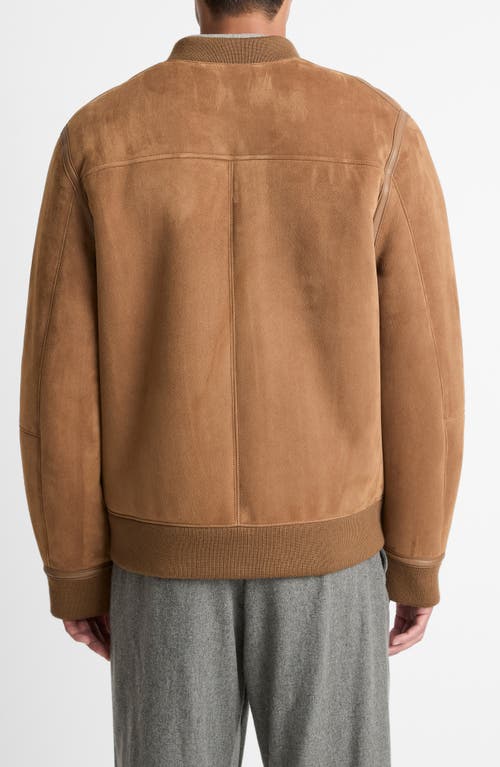 Vince Genuine Shearling Bomber Jacket In Brown