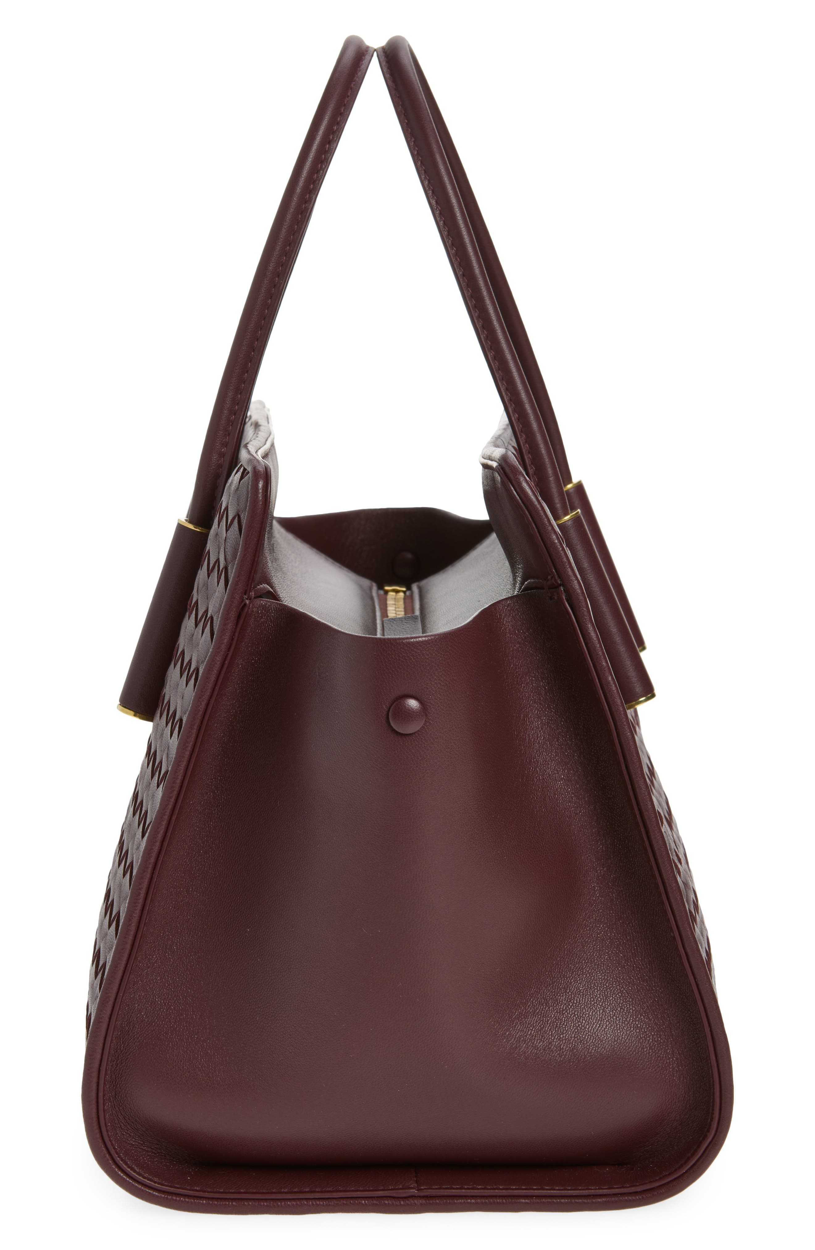 Small Barbara Intrecciato Leather Tote, Alternate, color, 6149 DEEP MAHOGAN-BRASS V