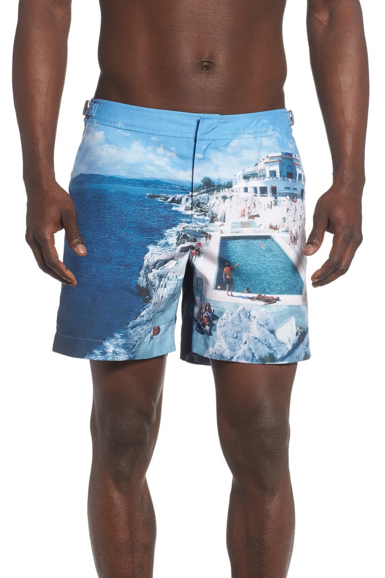 Bulldog Roc Pool II Photographic Swim Trunks, Main, color, ROC POOL II