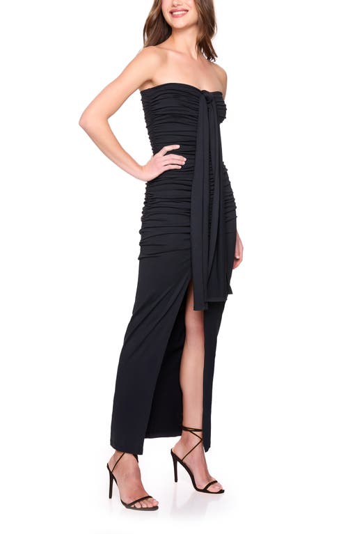 Susana Monaco Ruched Front Slit Strapless Maxi Dress