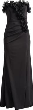 Xscape Evenings Ruffle Detail Strapless Scuba Crepe Sheath Gown