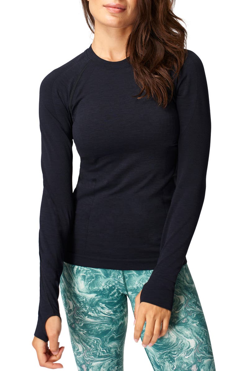 Sweaty Betty Athlete Seamless Long Sleeve Workout Top, Main, color, 