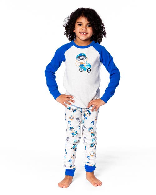 Deux Par Deux Two-piece Organic Cotton Pajama Set Monkey In Sand