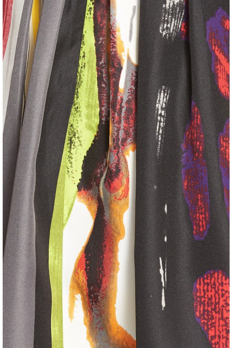 'Galaxy Stripe' Belted Print Twill Fit & Flare Dress, Alternate, color, GREY MULTI