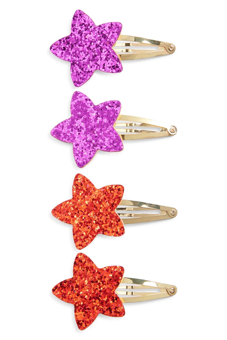 2-Pack Star Hair Clips Set, Main, color, PURPLE/ RED