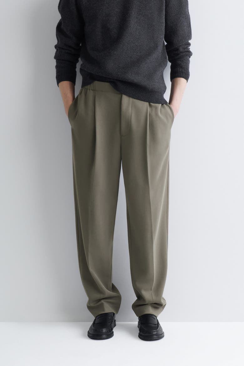 Bonded-Twill Regular-Fit Straight-Leg Pants, Alternate, color, GRAY-GREEN