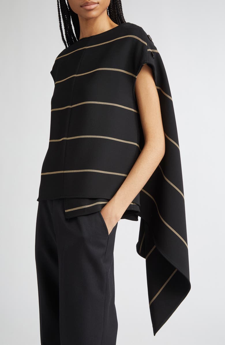 Proenza Schouler Sutton Stripe Draped Knit Top, Alternate, color, Black Multi