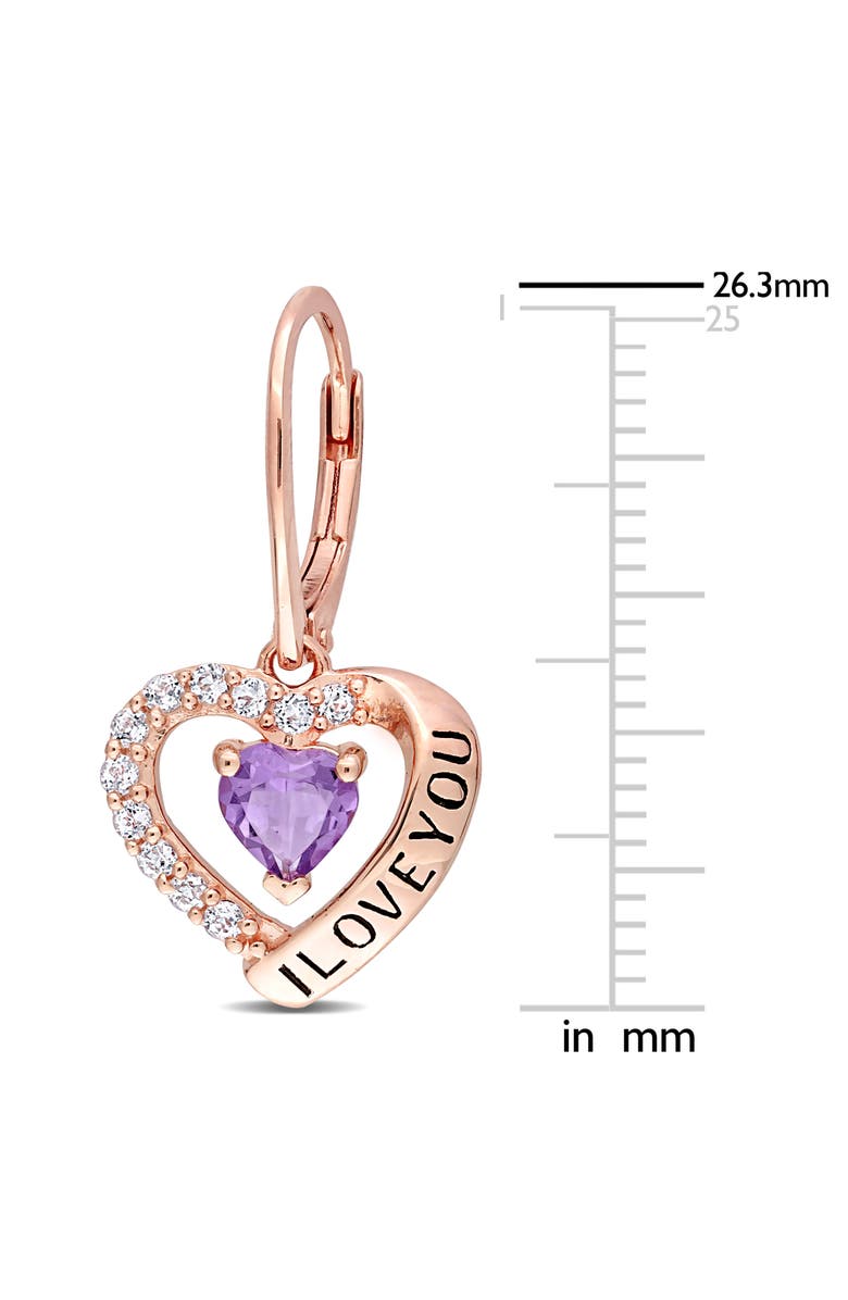 DELMAR 'I Love You' Amethyst & White Topaz Heart Drop Earrings, Alternate, color, Purple