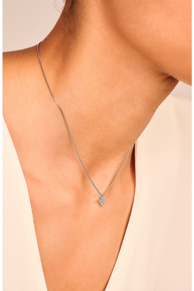 Little Flower Diamond Necklace |  17 natural diamonds | 925 Sterling Silver | Necklace | 15 - 16.5 in | White Rhodium, Alternate, color, White Rhodium