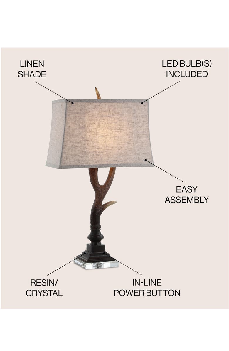 JONATHAN Y Antler 29.5" Rustic Resin/Crystal LED Table Lamp, Alternate, color, Brown