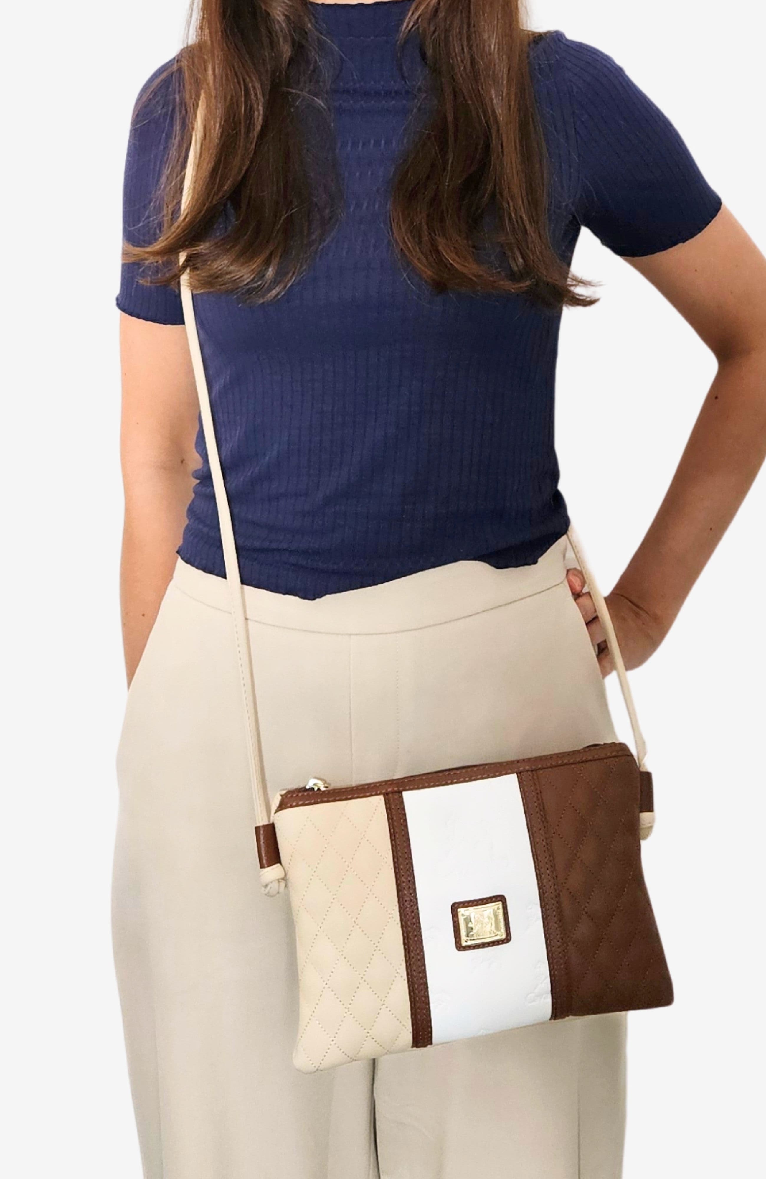 Sublime 593 Crossbody Bag, Alternate, color, Camel Brown / Beige / White