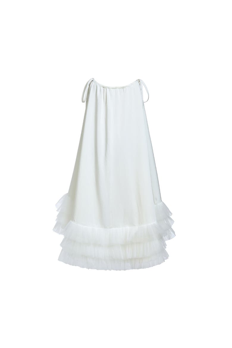 Kendra Ruffle Hem Tie-Strap Dress, Alternate, color, White