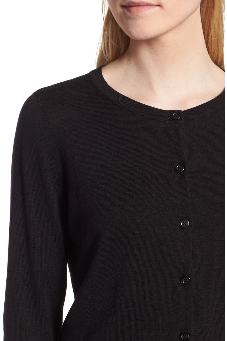 Cotton Blend Cardigan, Alternate, color, BLACK