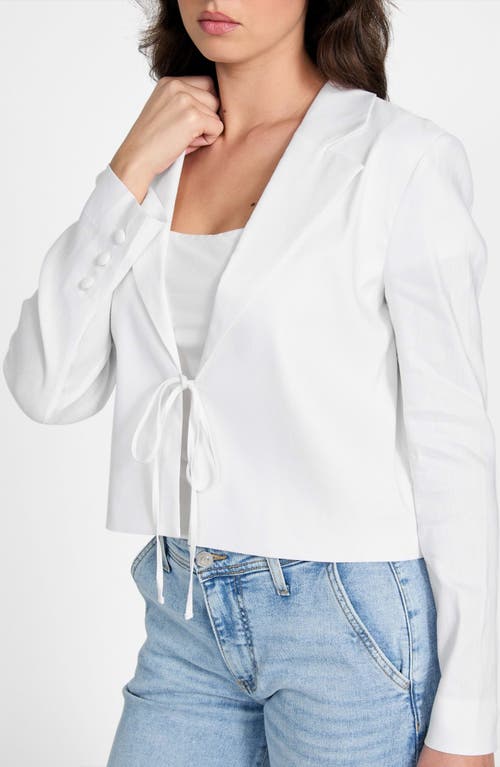 Guess Linden Tie Front Linen Blend Crop Blazer
