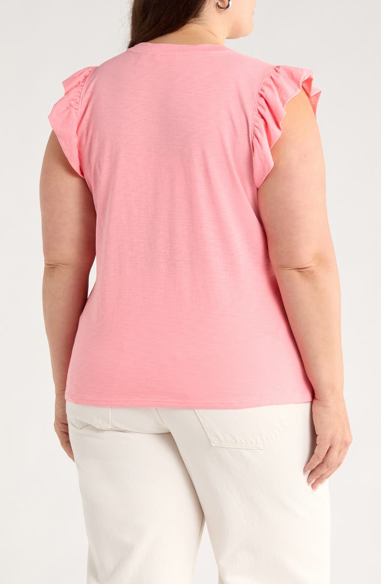 Caslon<sup>®</sup> Ruffle Sleeve Top, Alternate, color, Pink Geranium