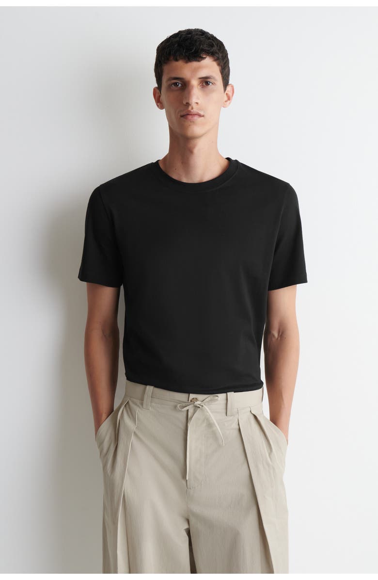 COS Regular-fit Cotton T-shirt, Main, color, Black