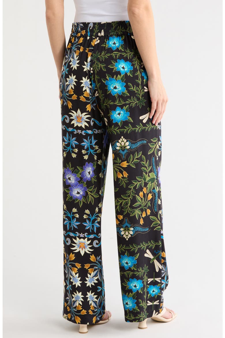 Floral Leaf Wide Leg Pants, Alternate, color, BLACK MULTI FLORAL LEAF