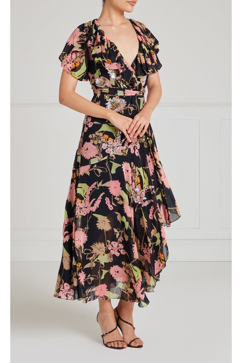 Maisie Wrap Dress, Alternate, color, Black Mix