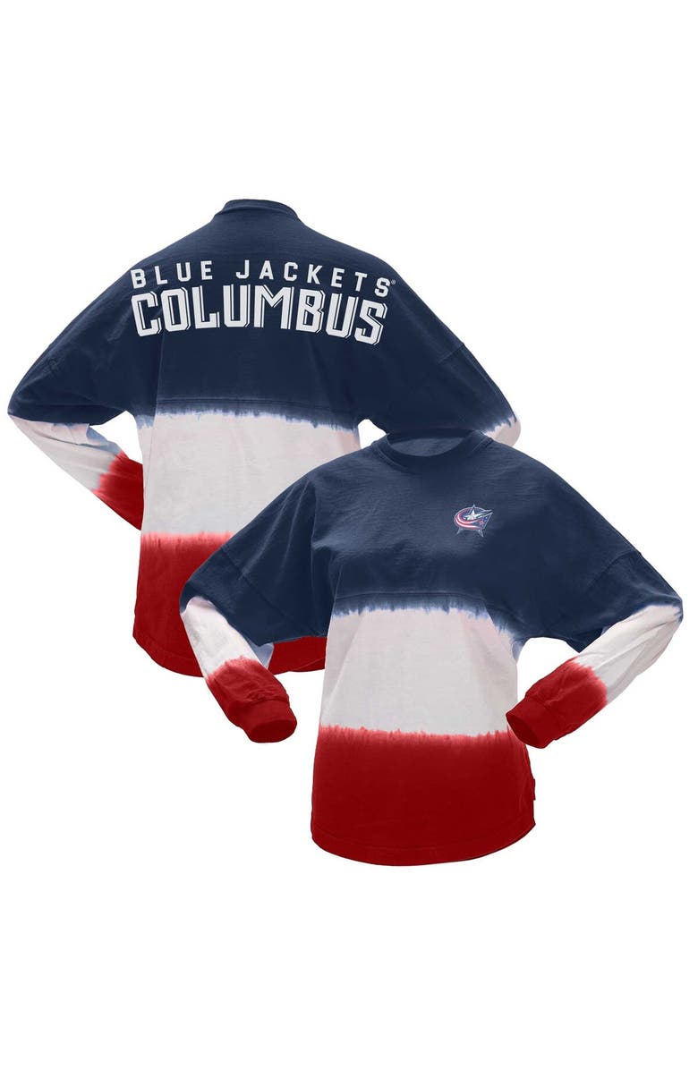 SPIRIT JERSEY Women's Fanatics Branded Navy/Red Columbus Blue Jackets Ombre Long Sleeve T-Shirt, Main, color, Navy