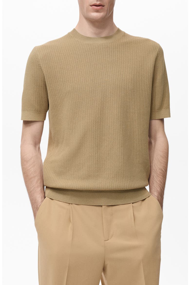 Textured Cotton Knit T-Shirt, Main, color, BEIGE