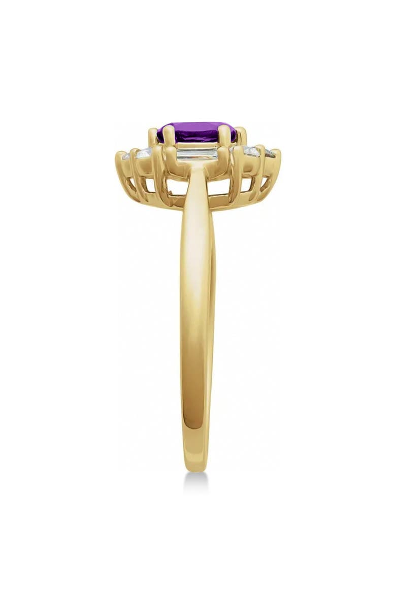 Oval Lab Amethyst & Diamond Halo Ring 14K, Alternate, color, 0.95ct/Yellow Gold