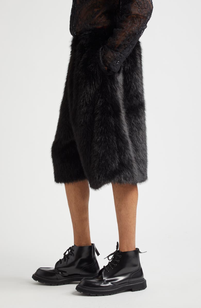 Simone Rocha Faux Fur Boxing Shorts, Alternate, color,