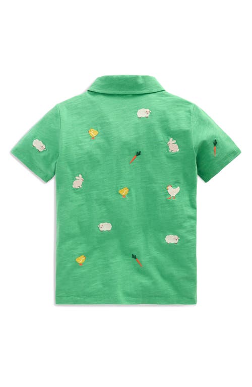 Shop Mini Boden Kids' Animal Embroidered Cotton Polo In Easter Multi Embroidery