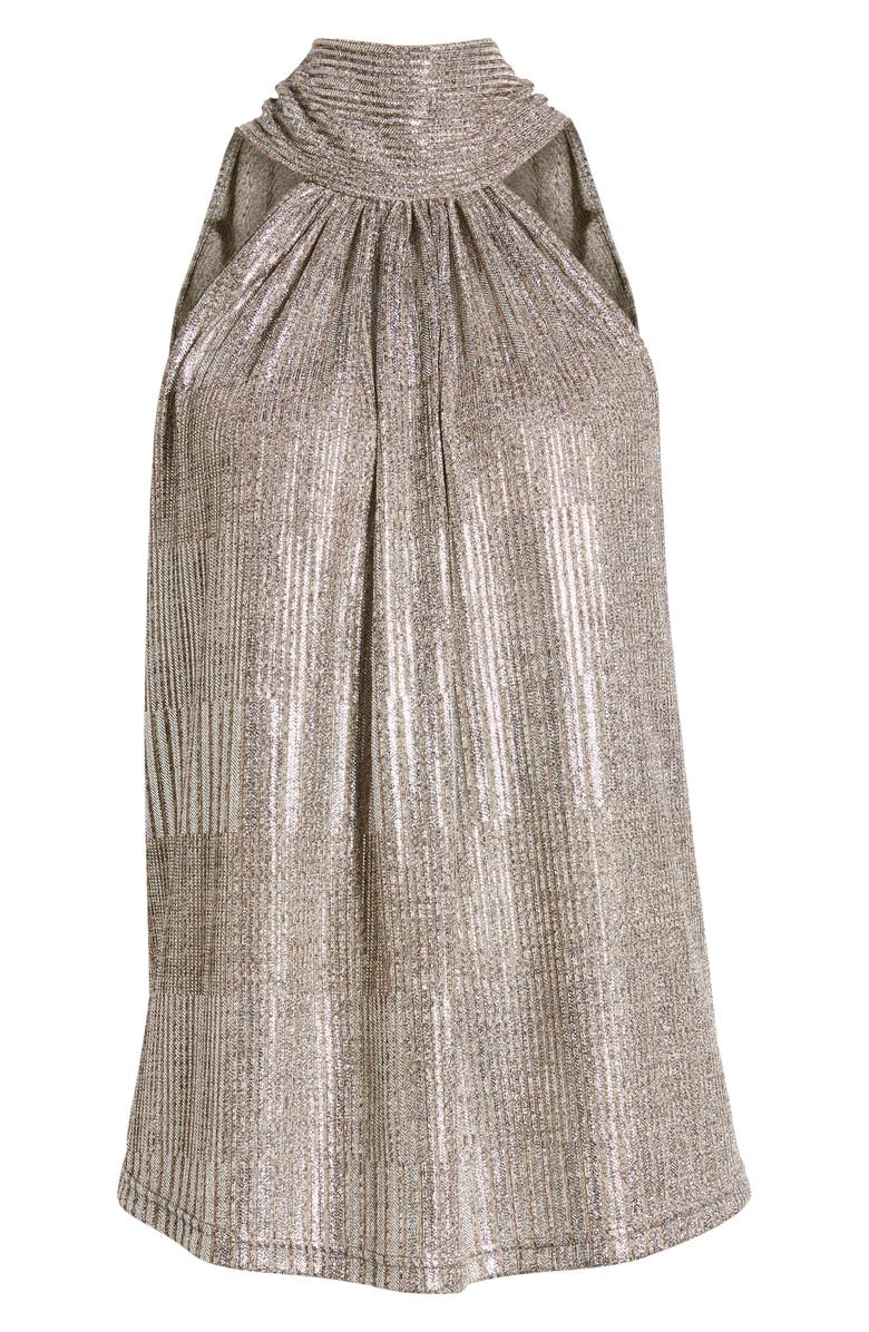 Bishop + Young Hi-Shine Metallic Tie Neck Tank Top, Alternate, color, 