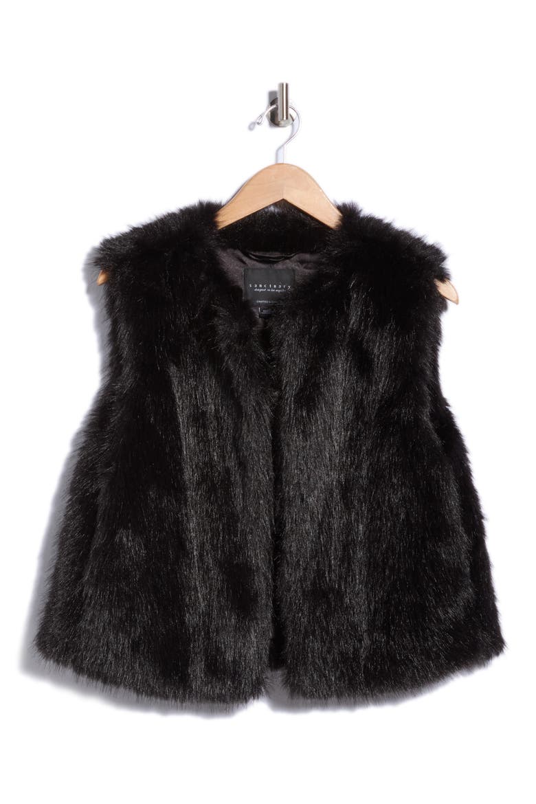 Faux Fur Vest, Alternate, color, BLACK