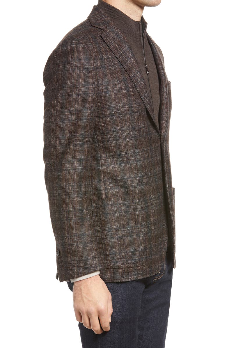 Corneliani Men's ID Plaid Virgin Wool Car Coat, Alternate, color,