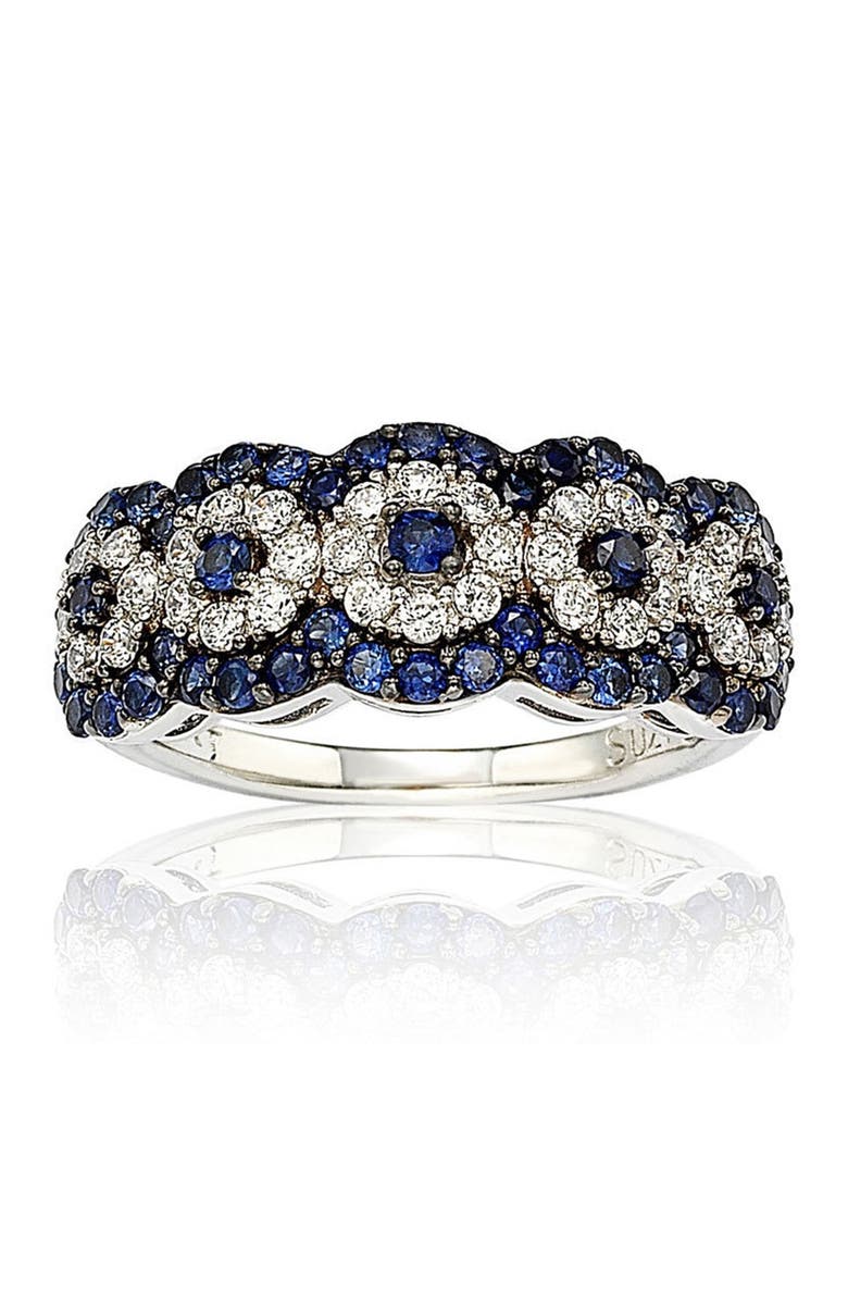 SUZY LEVIAN Two-Tone Blue Sapphire, Created White Sapphire & Brown Diamond Ring, Alternate, color, Blue