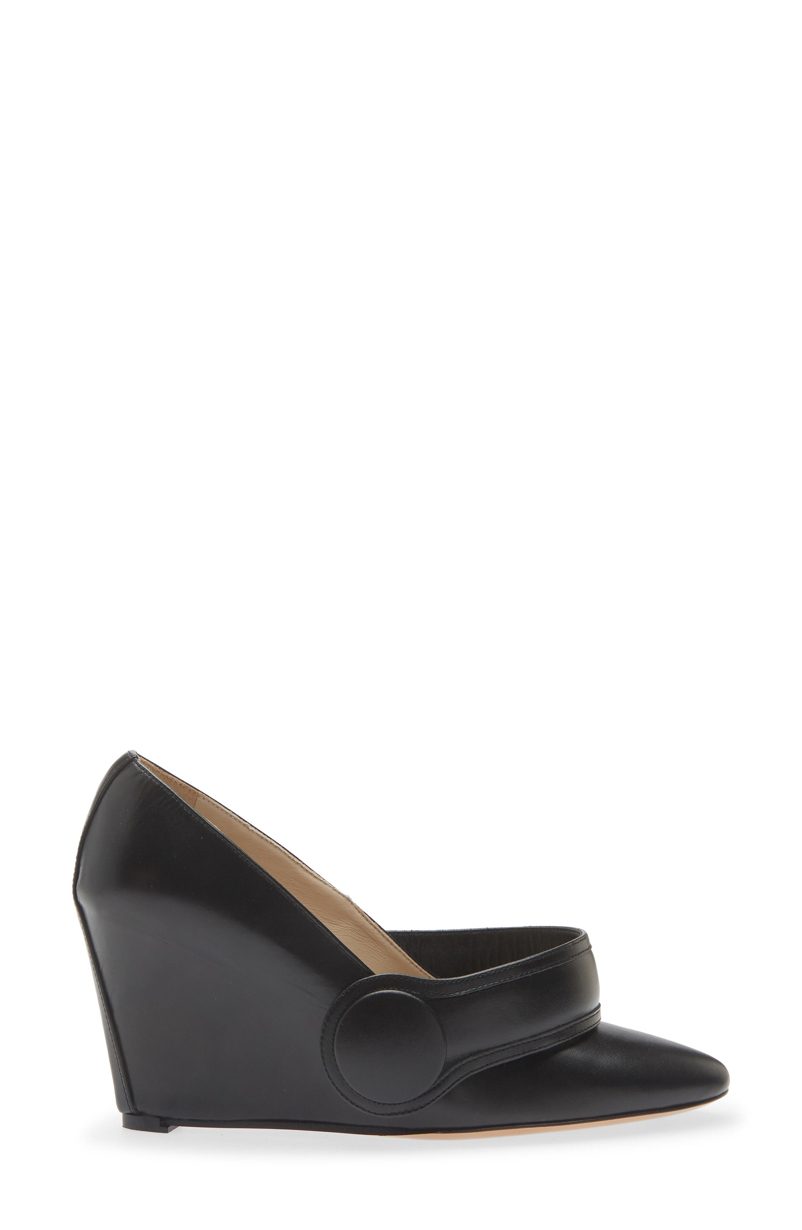 Leather Wedge Pump, Alternate, color, BLACK