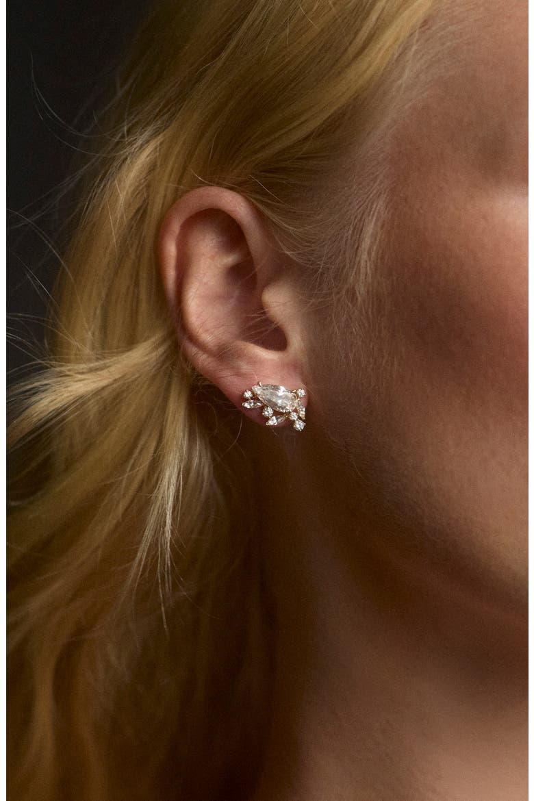 Cannes Cubic Zirconia Stud Earrings, Alternate, color, RHODIUM