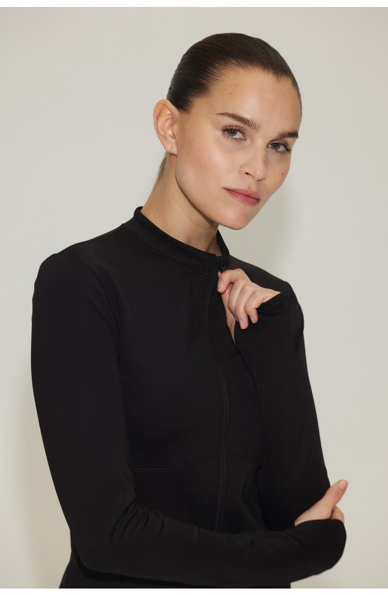 H&M Warming Zip-through Sports Jacket With Drymove, Alternate, color, Black