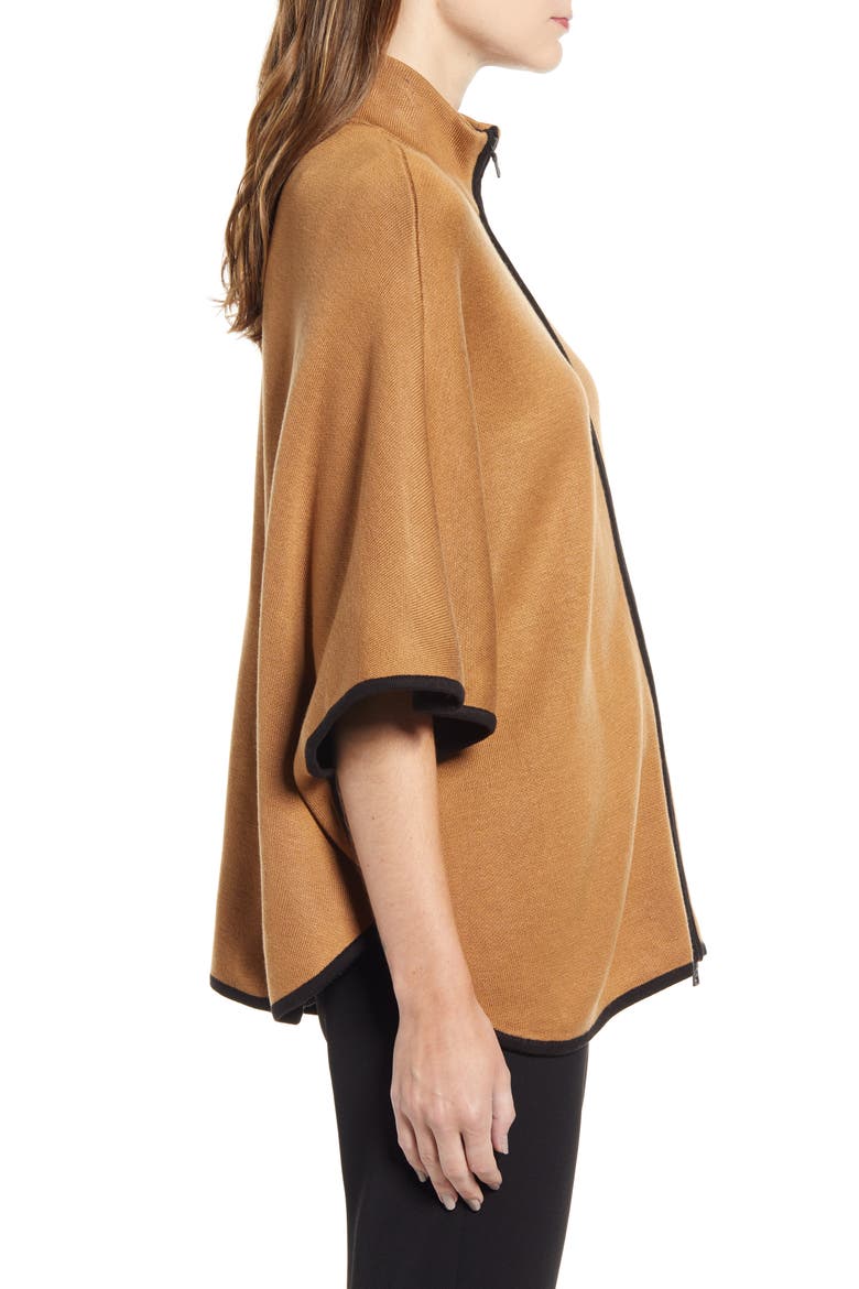 Double Face Zip Cape, Alternate, color, VICUNA/ ANNE BLACK