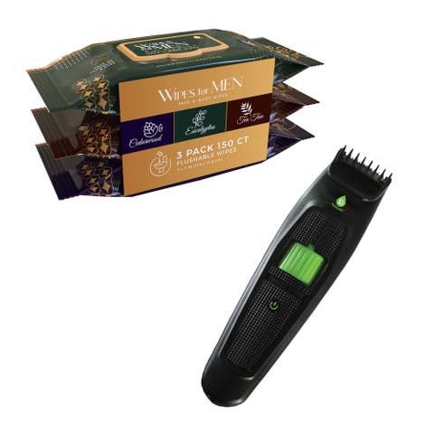 Men's Wipes & Beard/Body Trimmer Grooming Set