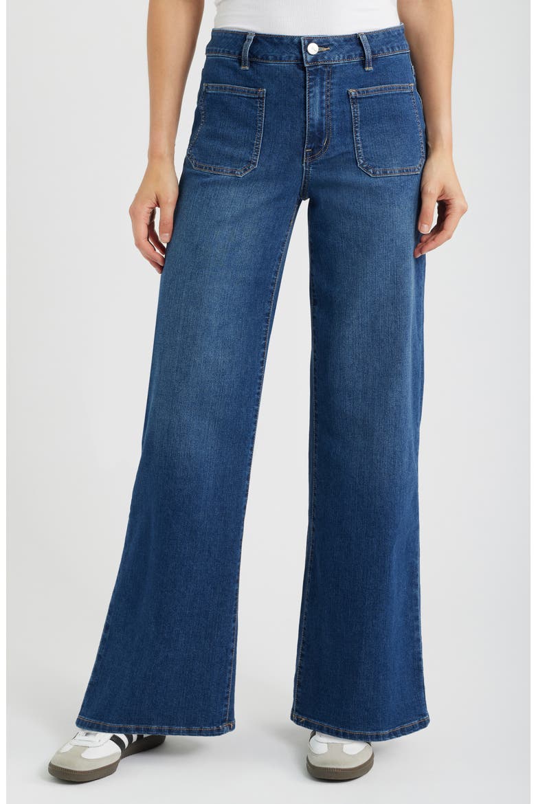 Patch Pocket Wide Leg Jeans, Main, color, HENDERSON