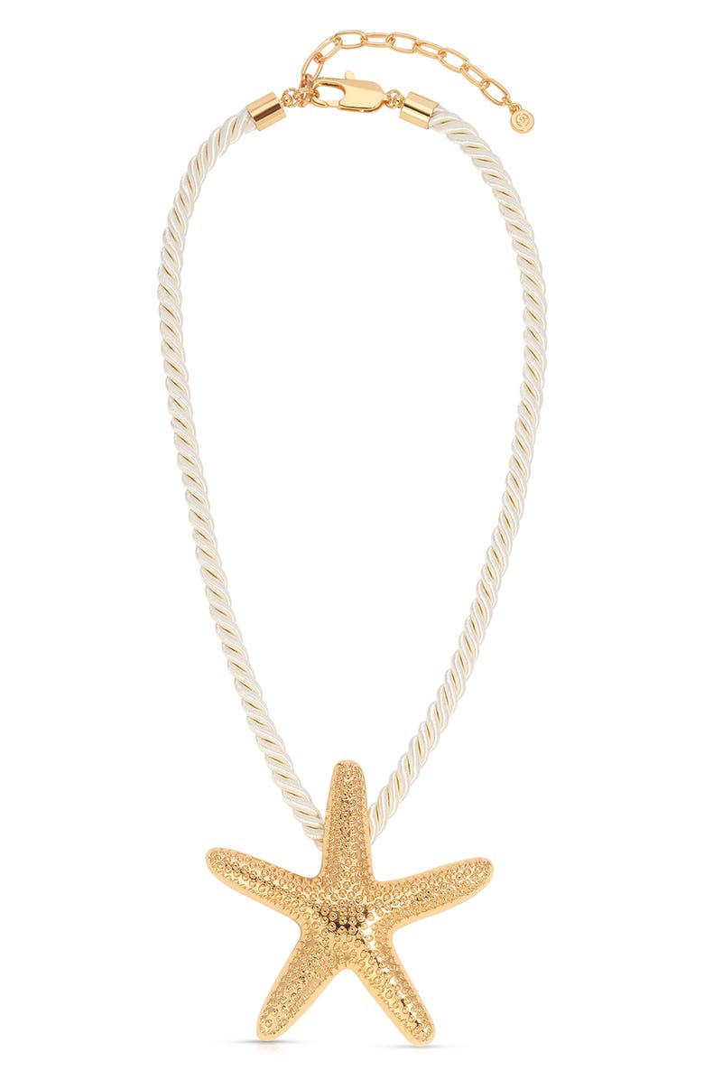 Ettika Starfish Pendant Necklace, Alternate, color, Beige