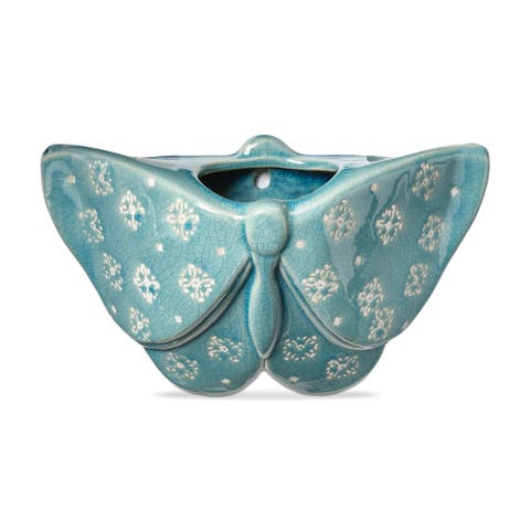 Butterfly Wall Planter Glazed Stoneware Decorative Accent