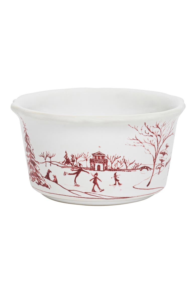 Country Estate Winter Frolic Bowl, Alternate, color, RUBY