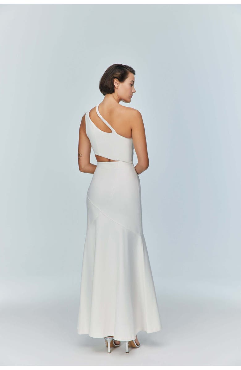 Jendue US Sosa Denim Maxi Dress - Stylish Cutout Jean Dress, Alternate, color, White